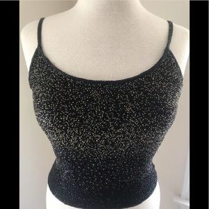 Saks Fifth Avenue Gold/Black Sequins Evening Top